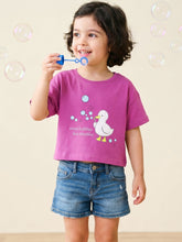 Load image into Gallery viewer, Campana Girls Pure Cotton Drop Shoulder Bubble Trouble Print T-Shirt - Dark Pink