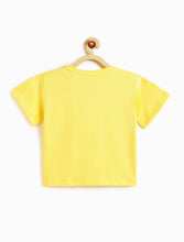 Load image into Gallery viewer, Campana Girls Pure Cotton Drop Shoulder Octopus Print T-Shirt - Lemon Yellow