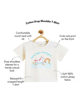 Load image into Gallery viewer, Campana Girls Pure Cotton Drop Shoulder Unicorn Print T-Shirt - White