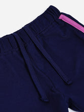 Load image into Gallery viewer, Campana Girls Pure Cotton Contrast Detail Solid Shorts - Navy Blue