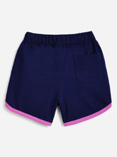 Load image into Gallery viewer, Campana Girls Pure Cotton Contrast Detail Solid Shorts - Navy Blue
