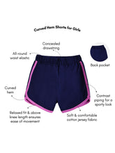 Load image into Gallery viewer, Campana Girls Pure Cotton Contrast Detail Solid Shorts - Navy Blue