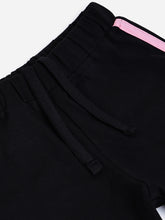 Load image into Gallery viewer, Campana Girls Pure Cotton Contrast Detail Solid Shorts - Black