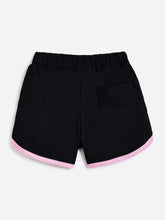 Load image into Gallery viewer, Campana Girls Pure Cotton Contrast Detail Solid Shorts - Black