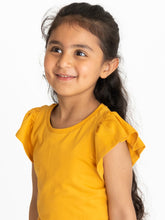 Load image into Gallery viewer, Campana Girls Serena Frilly Sleeve Cotton T-Shirt - Yellow