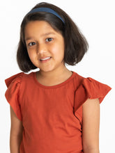 Load image into Gallery viewer, Campana Girls Serena Frilly Sleeve Cotton T-Shirt - Rust Orange