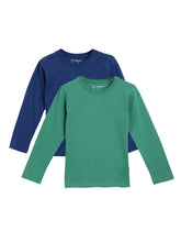 Load image into Gallery viewer, Campana Boys Luciano Pack of 2 Full Sleeves Pure Cotton T-Shirts - Green & Blue