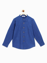 Load image into Gallery viewer, Campana Boys Jon Full Sleeve Cotton - Linen Shirt - Striking Blue