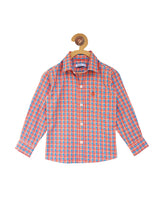Load image into Gallery viewer, Campana Boys Full-Sleeves Check Shirt - Orange & Blue (CK13218)