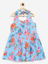 Load image into Gallery viewer, Campana Girls Cheryl Halter Neck Dress - Tropical Delight Print - Blue & Pink