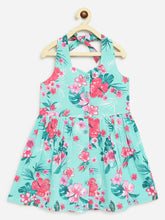 Load image into Gallery viewer, Campana Girls Cheryl Halter Neck Dress - Tropical Delight Print - Sea Green & Magenta