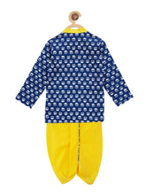 Load image into Gallery viewer, Campana Boys Block Print Dhoti Kurta Set - Yellow & Indigo