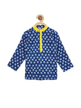 Load image into Gallery viewer, Campana Boys Block Print Dhoti Kurta Set - Yellow & Indigo
