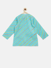 Load image into Gallery viewer, Campana Boys Bansi Dhoti Kurta Set - Leheriya Print - Blue & Yellow