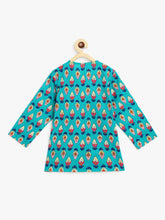 Load image into Gallery viewer, Campana Boys Bansi Dhoti Kurta Set - Flower Bud Print - Teal and Ink Blue