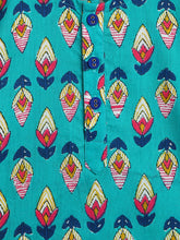 Load image into Gallery viewer, Campana Boys Bansi Dhoti Kurta Set - Flower Bud Print - Teal and Ink Blue