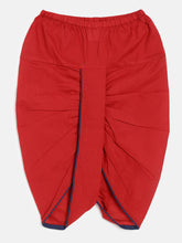 Load image into Gallery viewer, Boys Bansi Dhoti Kurta Set - Genda Phool Print - Navy & Red
