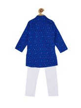Load image into Gallery viewer, Campana Boys Airplane Print Kurta Pyjama Set - Royal Blue & White