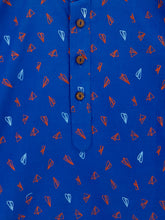 Load image into Gallery viewer, Campana Boys Airplane Print Kurta Pyjama Set - Royal Blue & White