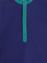 Load image into Gallery viewer, Campana Boys Solid Cotton Kurta Pyjama Set - Navy & Teal
