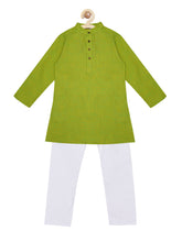 Load image into Gallery viewer, Campana Boys Self Design Cotton Kurta Pyjama Set - Lime Green