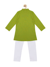 Load image into Gallery viewer, Campana Boys Self Design Cotton Kurta Pyjama Set - Lime Green