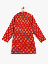 Load image into Gallery viewer, Campana Boys Palash Kurta Pyjama Set - Wild Flower Motif - Maroon & White
