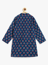 Load image into Gallery viewer, Campana Boys Palash Kurta Pyjama Set - Wild Flower Motif - Indigo & White