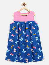 Load image into Gallery viewer, Campana Girls Alice Dress with Yoke - Butterflies Print - Navy & Pink