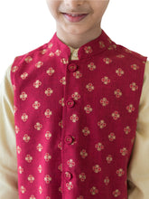 Load image into Gallery viewer, Campana Boys Kurta Pyjama & Jacket Set - Gold & Red
