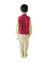 Load image into Gallery viewer, Campana Boys Kurta Pyjama & Jacket Set - Gold & Red