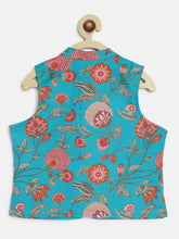 Load image into Gallery viewer, Campana Boys Nishant Kurta Set with Jacket - Floral Print - Blue & Pink