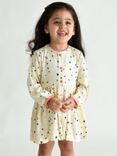 Load image into Gallery viewer, Campana Girls Asmira Swing Dress - Little Hearts Print - White & Navy