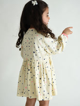 Load image into Gallery viewer, Campana Girls Asmira Swing Dress - Little Hearts Print - White & Navy