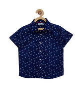 Load image into Gallery viewer, Campana Boys Half Sleeve Printed Shirt - Navy Paper Planes (CK25024)