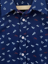 Load image into Gallery viewer, Campana Boys Half Sleeve Printed Shirt - Navy Paper Planes (CK25024)