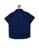 Load image into Gallery viewer, Campana Boys Half Sleeve Printed Shirt - Navy Paper Planes (CK25024)
