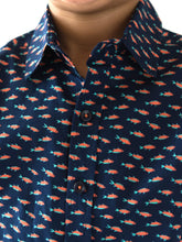 Load image into Gallery viewer, Campana Boys Navy Shirt - Shark Print