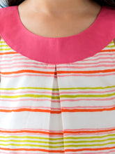 Load image into Gallery viewer, Campana Girls Joni Striped Cotton Dress - Pink & Green