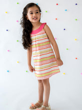 Load image into Gallery viewer, Campana Girls Joni Striped Cotton Dress - Pink & Green