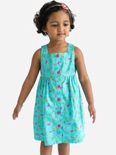 Load image into Gallery viewer, Campana Girls Amy Sleeveless Dress - Tropical Island Print - Turquoise & Multicolour