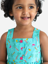 Load image into Gallery viewer, Campana Girls Amy Sleeveless Dress - Tropical Island Print - Turquoise & Multicolour