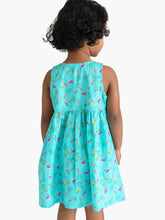 Load image into Gallery viewer, Campana Girls Amy Sleeveless Dress - Tropical Island Print - Turquoise & Multicolour