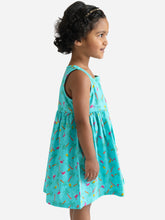 Load image into Gallery viewer, Campana Girls Amy Sleeveless Dress - Tropical Island Print - Turquoise & Multicolour