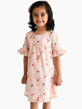 Load image into Gallery viewer, Campana Girls Ashley Frilly Sleeve Dress - Flower Scatter Print - Pink & Multicolour