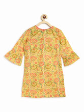 Load image into Gallery viewer, Campana Girls Anusuya Kurta-Palazzo Set - Floral Trellis Print - Lime Green and Pink