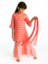 Load image into Gallery viewer, Campana Girls Mahreen Sharara Set - Paisley Motif - Red