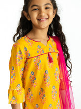Load image into Gallery viewer, Campana Girls Mahreen Sharara Set - Boota Block Print - Yellow