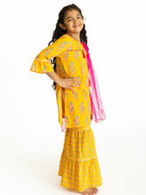 Load image into Gallery viewer, Campana Girls Mahreen Sharara Set - Boota Block Print - Yellow