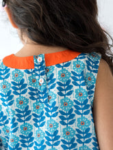 Load image into Gallery viewer, Campana Girls Debbie Shift Dress - Flower Power Print - Blue & White, Summer Dress, Blue Dress, Print Dress, frock